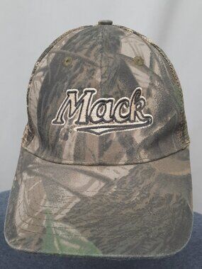 Vintage 90s Mack Trucks Woodland Camo Trucker Hat Nissin Cap Mesh Back